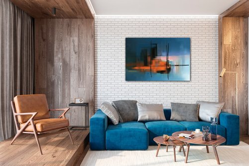 Tablou Abstract design blue - 60 x 40 cm