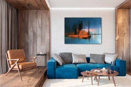 Tablou Abstract design blue - 70 x 50 cm