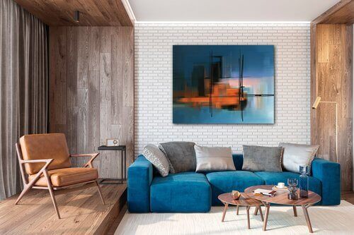 Tablou Abstract design blue - 90 x 70 cm