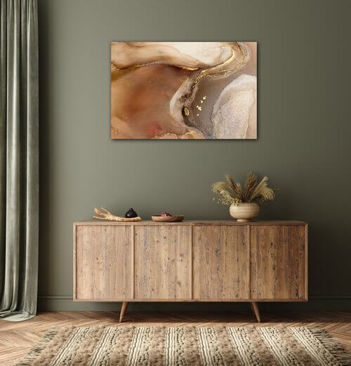 Tablou Golden Beige Fluid - 90 x 60 cm