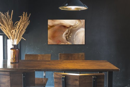 Tablou Golden Beige Fluid - 90 x 60 cm