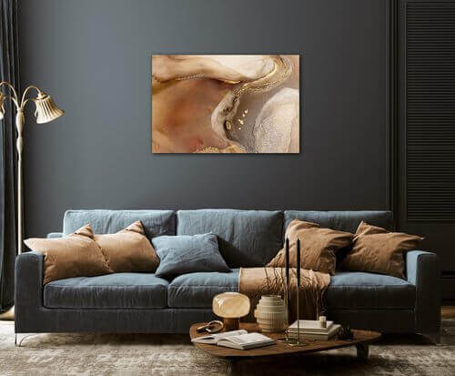 Tablou Golden Beige Fluid - 90 x 60 cm