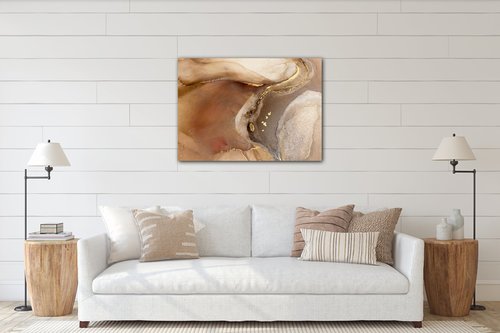Tablou Golden Beige Fluid - 70 x 50 cm