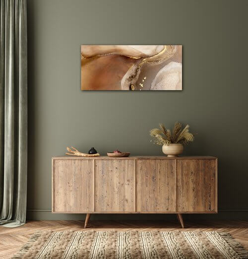 Tablou Golden Beige Fluid - 90 x 40 cm