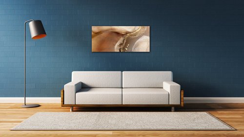 Tablou Golden Beige Fluid - 90 x 40 cm