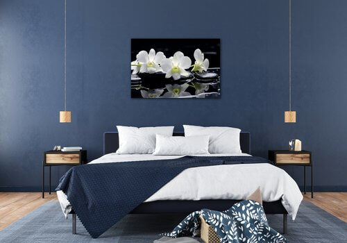 Tablou White orchids black background - 60 x 40 cm