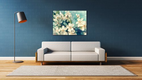 Tablou Blue background cherry blossom - 60 x 40 cm