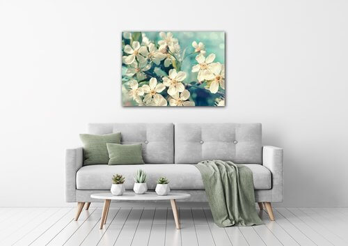 Tablou Blue background cherry blossom - 60 x 40 cm