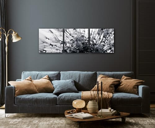 Tablou Flower with little drops of water - 90 x 30 cm (3-piese)