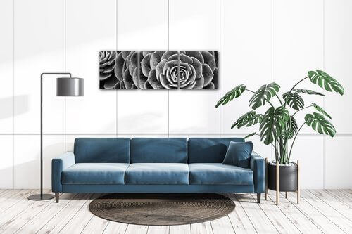 Tablou Black and white blossom - 90 x 30 cm (3-piese)