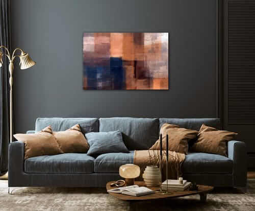 Tablou Orange blue beige abstrakt - 90 x 60 cm