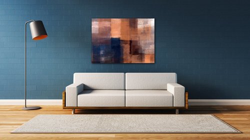 Tablou Orange blue beige abstrakt - 70 x 50 cm