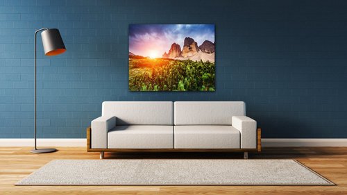 Tablou Mountain and forest - 90 x 70 cm