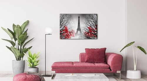 Tablou Eiffel tower red details - 90 x 60 cm