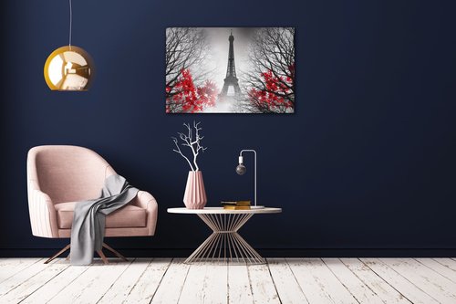 Tablou Eiffel tower red details - 90 x 60 cm