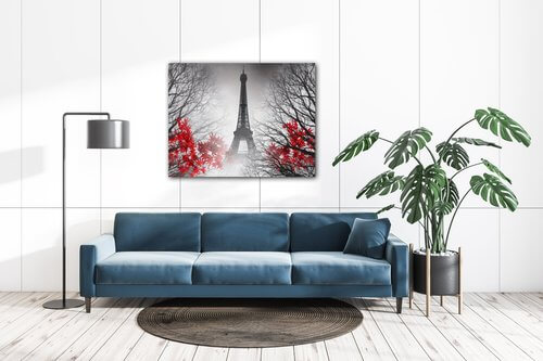 Tablou Eiffel tower red details - 90 x 70 cm
