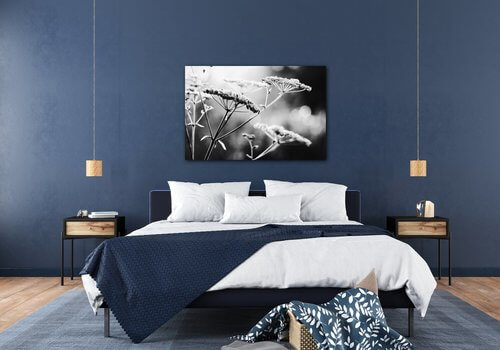 Tablou Black and white meadow flower - 90 x 60 cm
