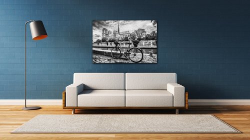 Tablou Street with an old bicycle - 90 x 60 cm