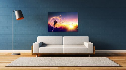 Tablou Dandelion and sunset - 90 x 60 cm