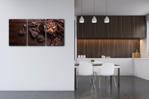 Tablou Chocolate on wood - 120 x 60 cm (3-piese)