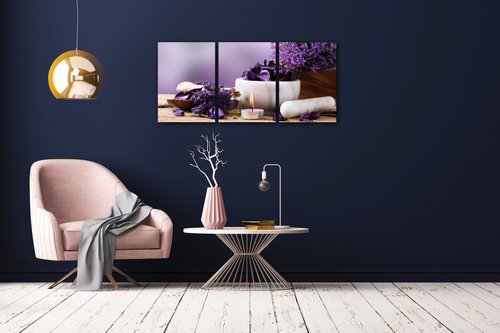 Tablou Lavender still life - 150 x 70 cm (3-piese)