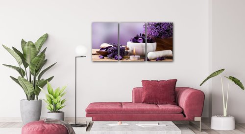 Tablou Lavender still life - 120 x 60 cm (3-piese)