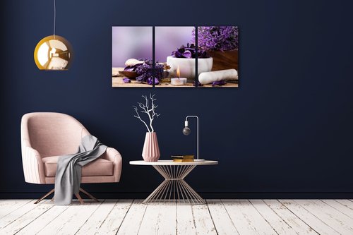 Tablou Lavender still life - 120 x 60 cm (3-piese)