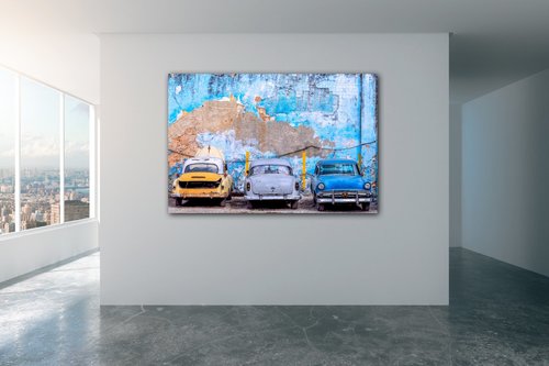 Tablou Old blue cars - 60 x 40 cm