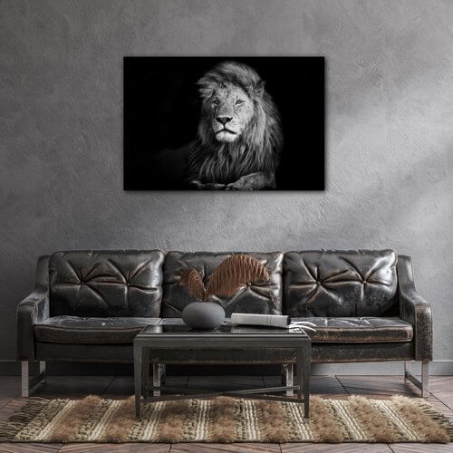 Tablou Lion black and white - 90 x 60 cm