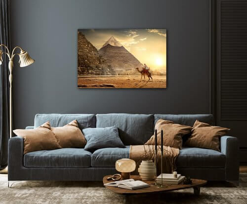 Tablou Pyramids and sunrise - 90 x 60 cm