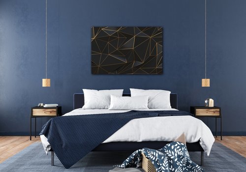 Tablou Golden triangles abstract - 90 x 60 cm