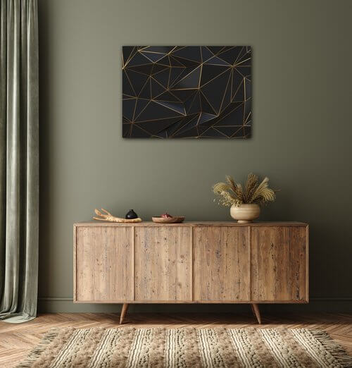 Tablou Golden triangles abstract - 70 x 50 cm