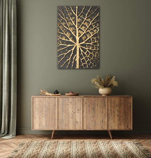 Tablou Golden leaf structure - 60 x 90 cm