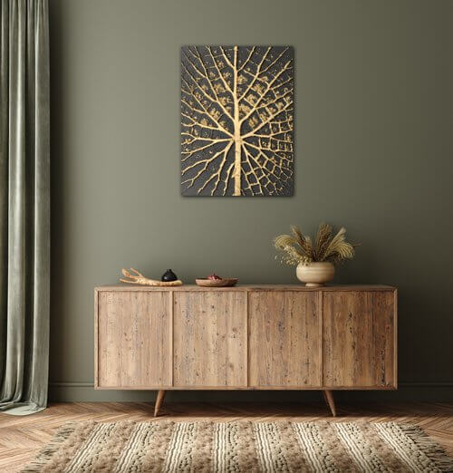 Tablou Golden leaf structure - 30 x 40 cm