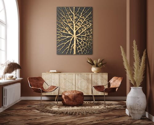 Tablou Golden leaf structure - 30 x 40 cm
