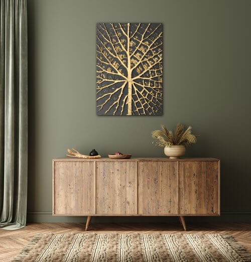 Tablou Golden leaf structure - 50 x 70 cm