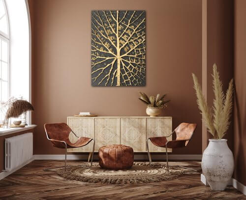 Tablou Golden leaf structure - 50 x 70 cm