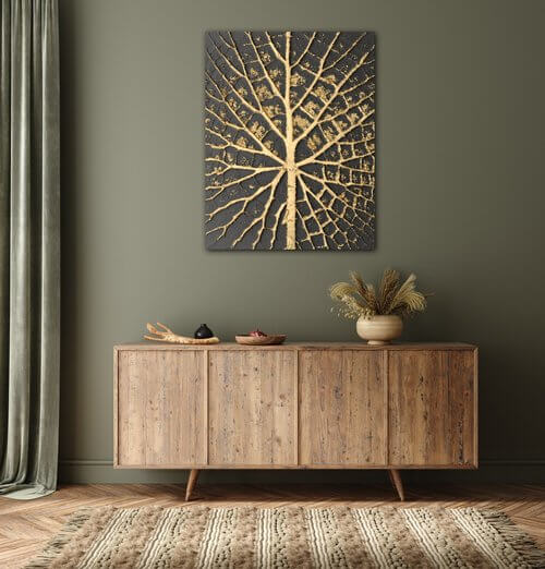 Tablou Golden leaf structure - 70 x 90 cm