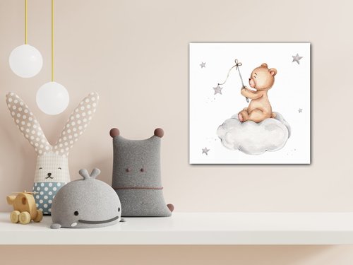 Obraz Little bear with stars - 20 x 20 cm