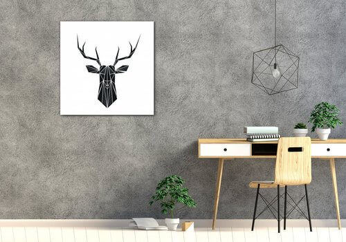 Tablou Abstract deer black and white background - 90 x 90 cm