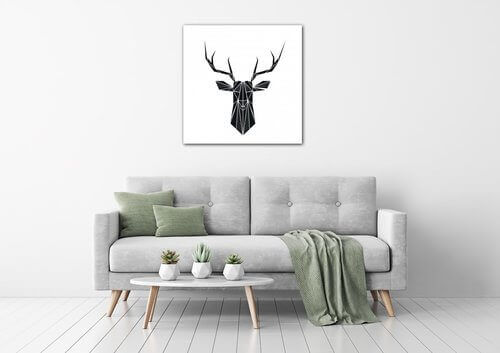 Tablou Abstract deer black and white background - 90 x 90 cm