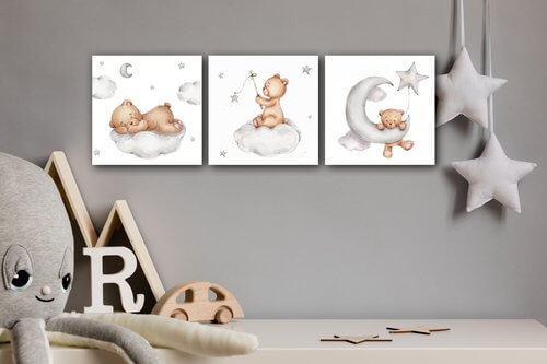 Obraz Set of three pictures with bears - 90 x 30 cm (3-piese)