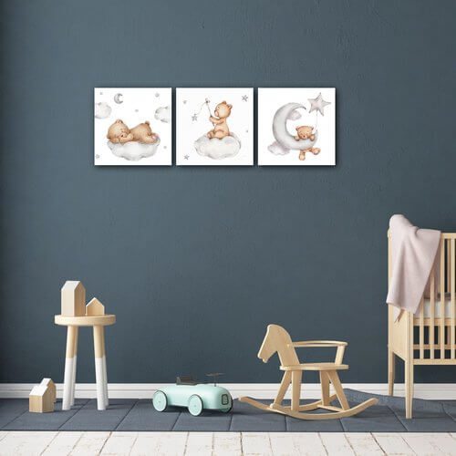 Obraz Set of three pictures with bears - 90 x 30 cm (3-piese)