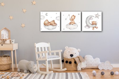 Obraz Set of three pictures with bears - 90 x 30 cm (3-piese)