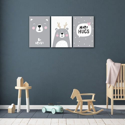 Obraz Set of pictures grey and white - 60 x 30 cm (3-piese)