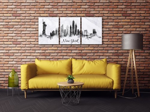 Tablou New York panorama - 90 x 40 cm (3-piese)
