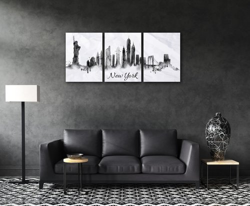 Tablou New York panorama - 90 x 40 cm (3-piese)