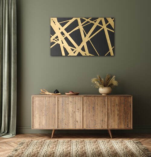Tablou Abstract golden lines - 50 x 30 cm