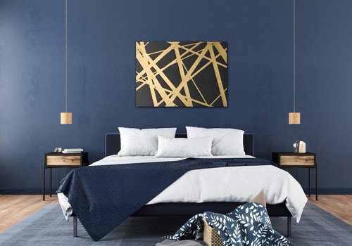 Tablou Abstract golden lines - 70 x 50 cm