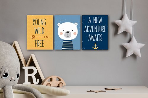 Obraz Set of pictures yellow blue2 - 90 x 40 cm (3-piese)